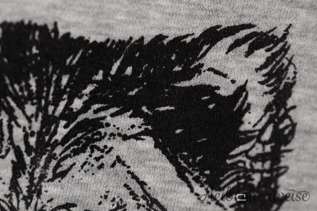 Detailbild von dem aufgedruckten Bärenkopf auf der Malotty